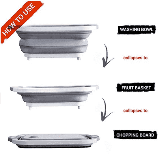 Collapsible Wash Tub Cutting Board PeekWise