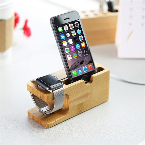 100% Natural Bamboo Charging Dock Station For Mobile Phone and Watch PeekWise