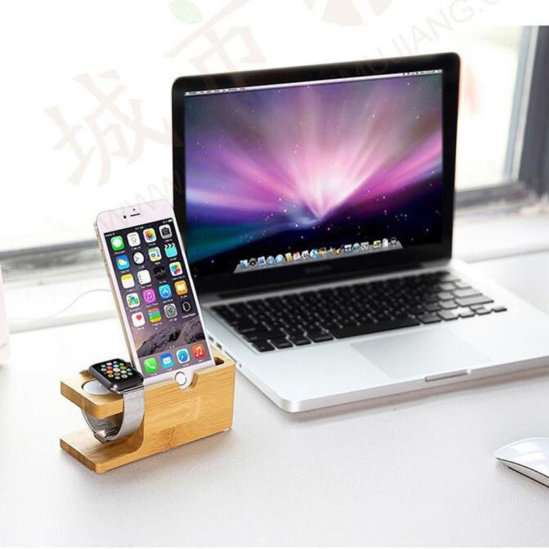 100% Natural Bamboo Charging Dock Station For Mobile Phone and Watch PeekWise