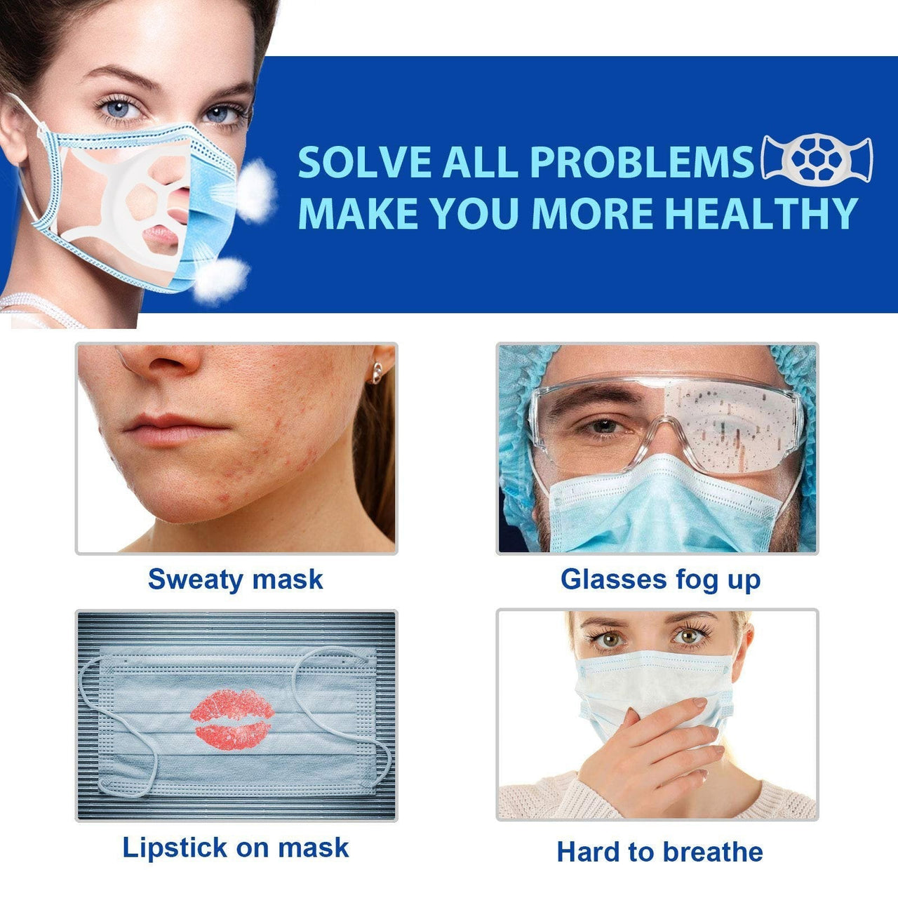 3D Large Softer Face Mask Bracket for More Breathing Space