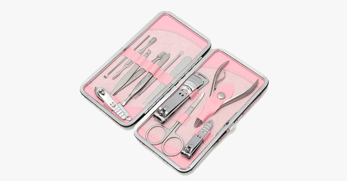 12 Piece Stainless Steel Professional Manicure Set PeekWise