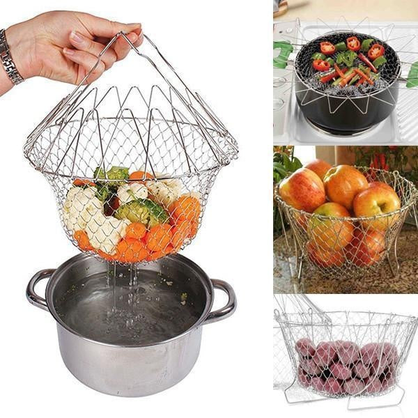 12-in-1 Flexible Kitchen Basket Stainless Steel PeekWise