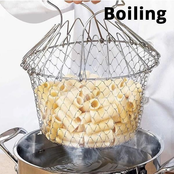 12-in-1 Flexible Kitchen Basket Stainless Steel PeekWise