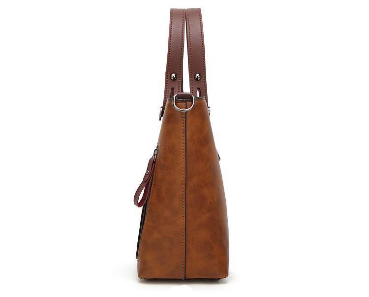 Cera - Double Front Pocket Vintage Tote Handbag