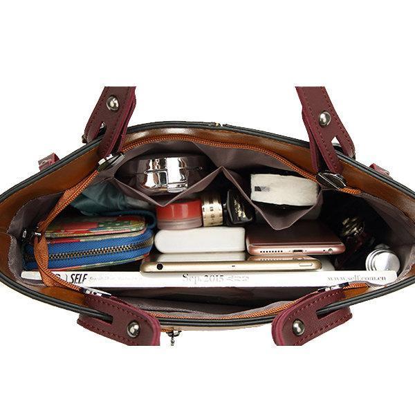 Cera - Double Front Pocket Vintage Tote Handbag