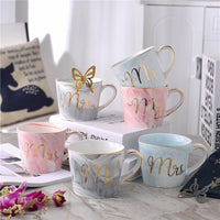 Thumbnail for Marble Porcelain Mr & Mrs Coffee Mugs
