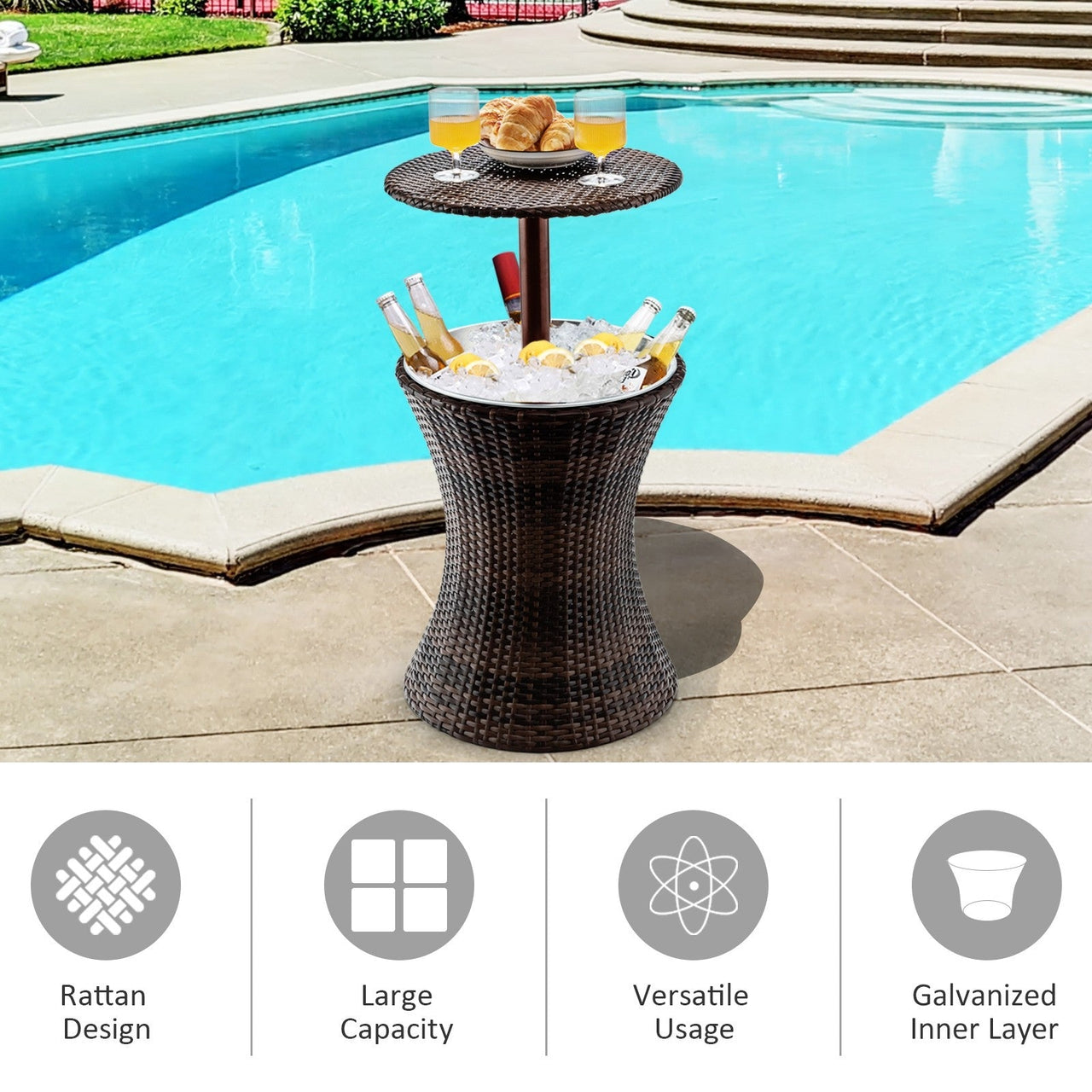 Adjustable Outdoor Patio Rattan Ice Cooler