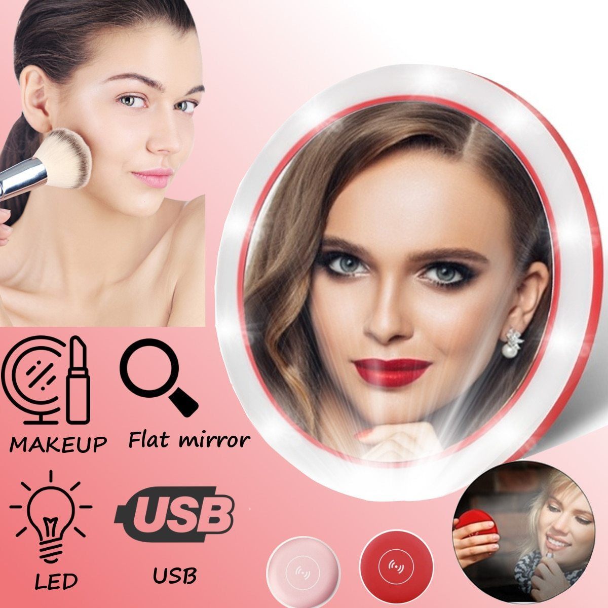 2 in 1 LED Makeup Mirror & Wireless Power Bank PeekWise