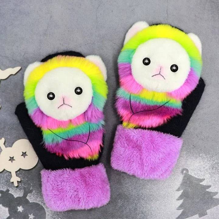 2022 new cartoon plush knitted gloves🌈 PeekWise