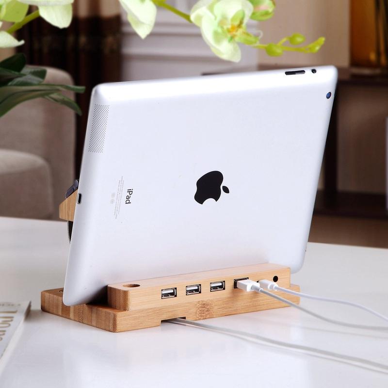 Bamboo Docking Station USB Ports PeekWise