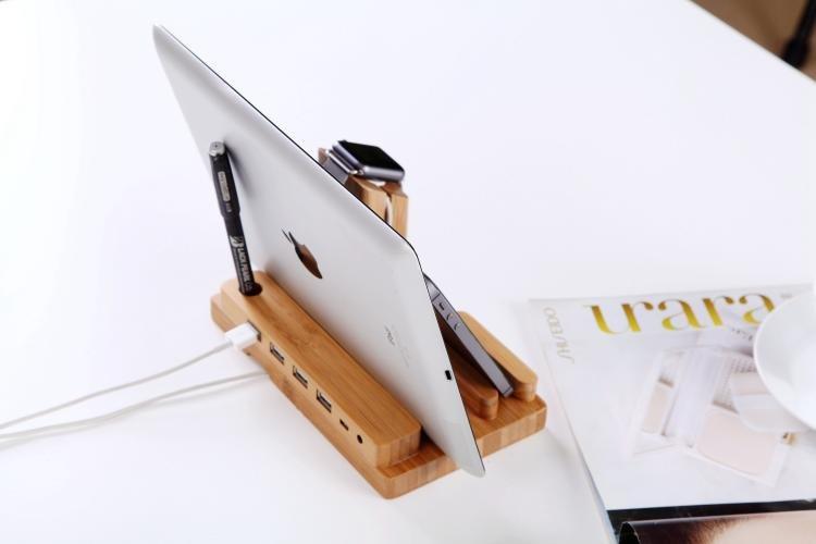 Bamboo Docking Station USB Ports PeekWise