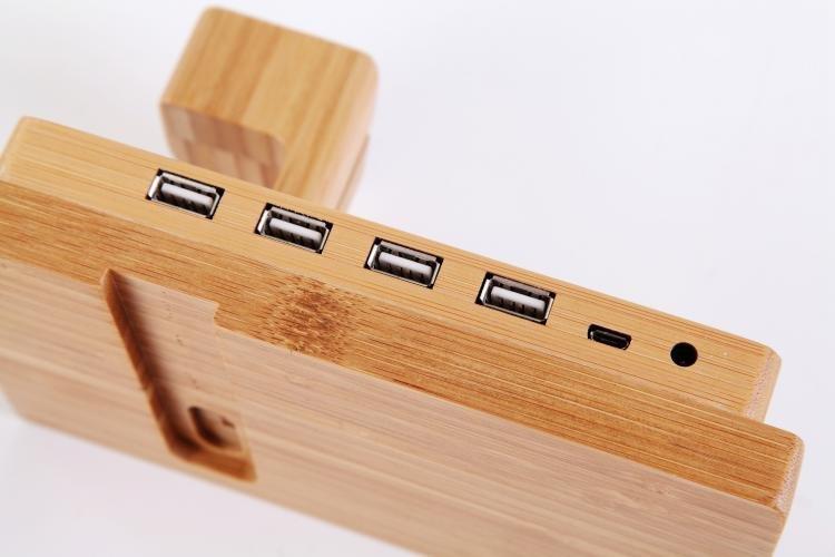 Bamboo Docking Station USB Ports PeekWise