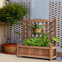 Thumbnail for Solid Wood Planter Box with Trellis