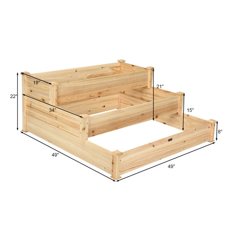 3 Tier Elevated Wooden Garden Bed