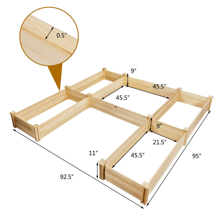 U-Shaped Wooden Garden Raised Bed