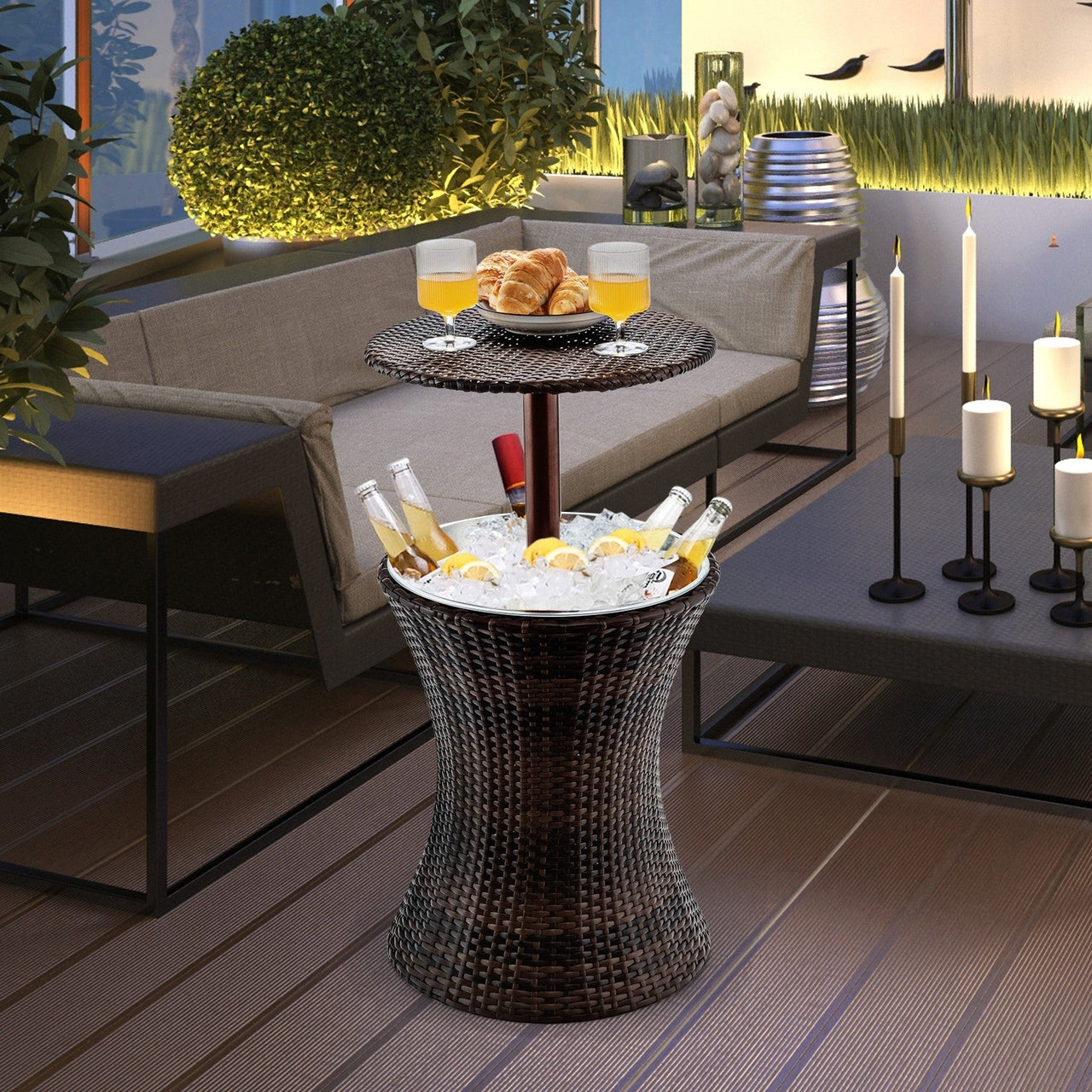 Adjustable Outdoor Patio Rattan Ice Cooler