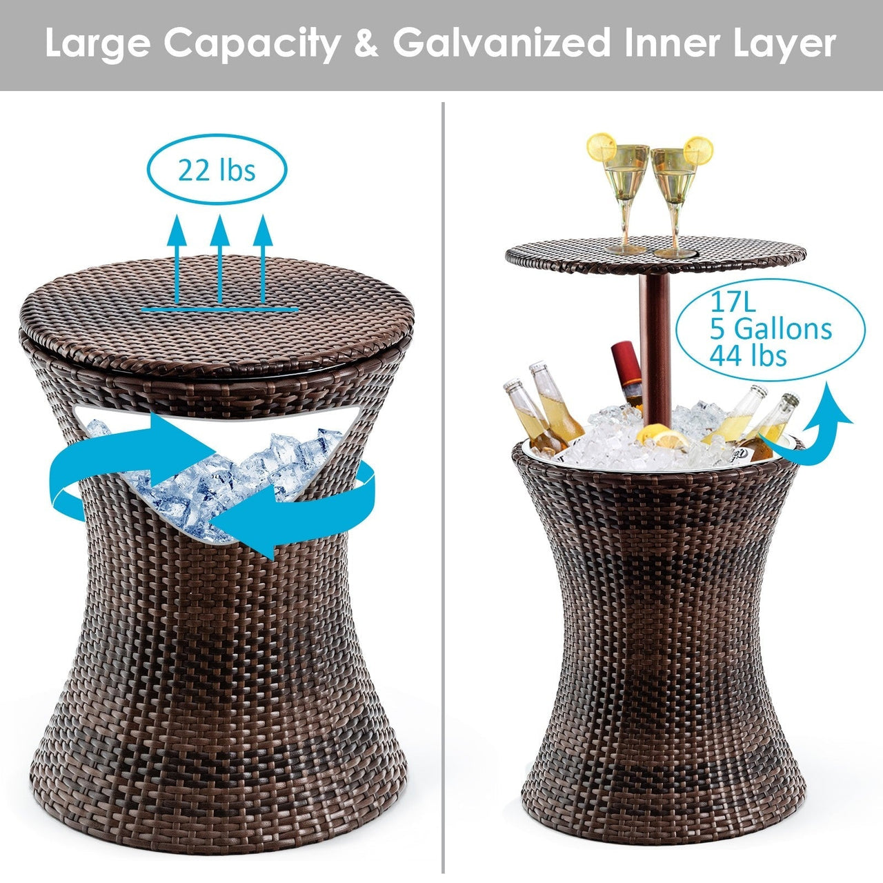 Adjustable Outdoor Patio Rattan Ice Cooler