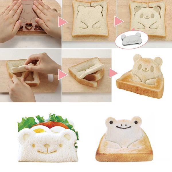 3-in-1 Panda Bear Frog Sandwich Cutter And Stamps