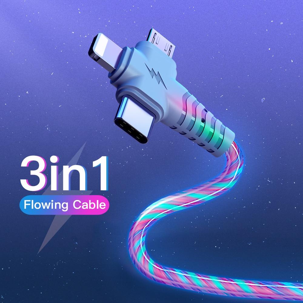 3 in 1 LED Flowing Charging Cable