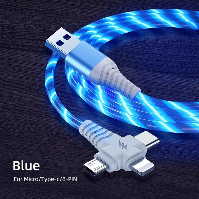 3 in 1 LED Flowing Charging Cable
