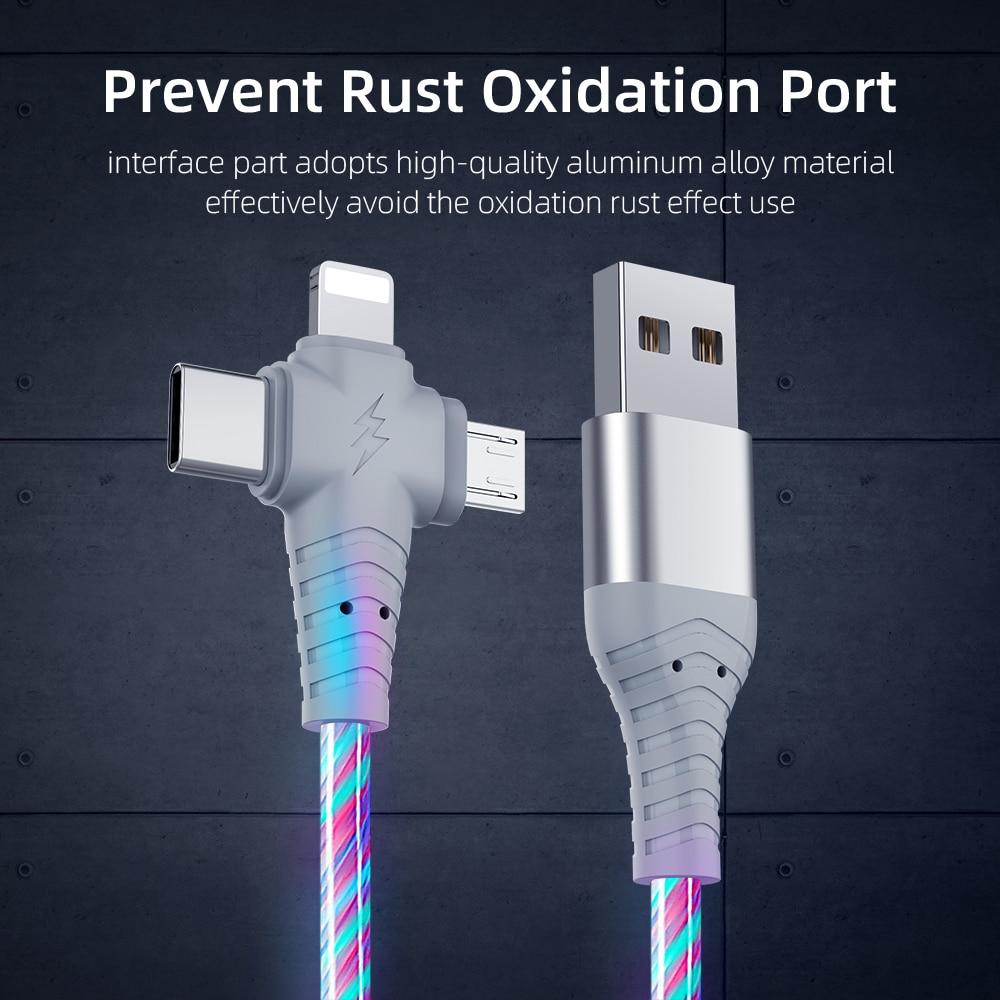 3 in 1 LED Flowing Charging Cable