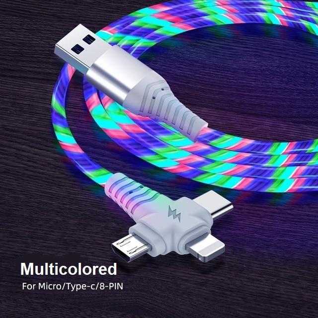 3 in 1 LED Flowing Charging Cable