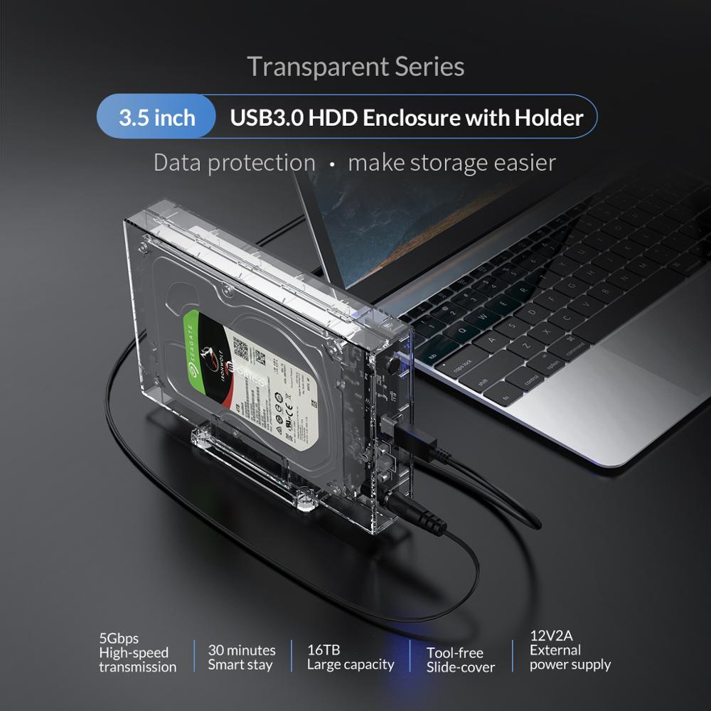 3.5" Transparent Hard Disk Enclosure with Vertical Stand