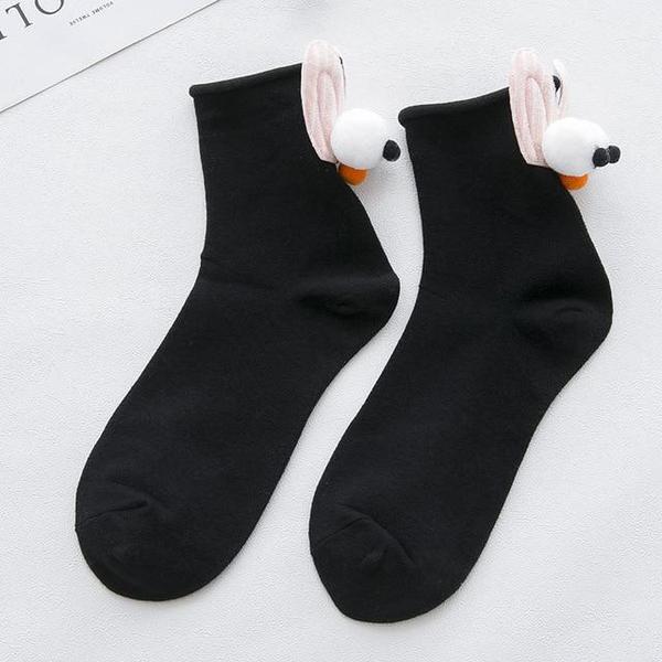 3D Goggly Eyes Rabbit Ears Crew Socks
