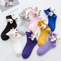Thumbnail for 3D Goggly Eyes Rabbit Ears Crew Socks