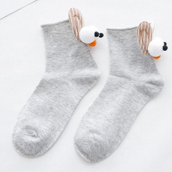 3D Goggly Eyes Rabbit Ears Crew Socks