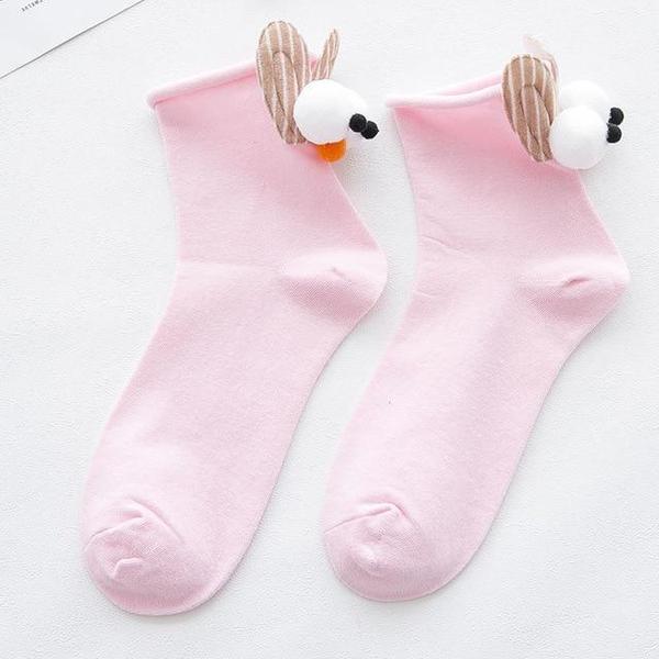 3D Goggly Eyes Rabbit Ears Crew Socks