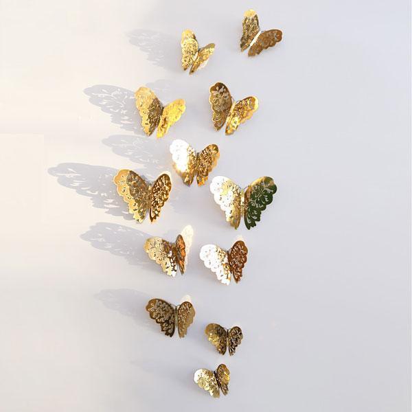 3D Metallic Butterfly Wall Stickers (Set of 12)