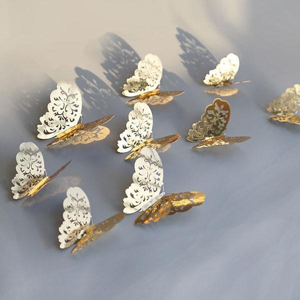 3D Metallic Butterfly Wall Stickers (Set of 12)