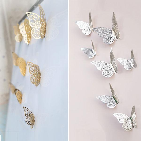 3D Metallic Butterfly Wall Stickers (Set of 12)