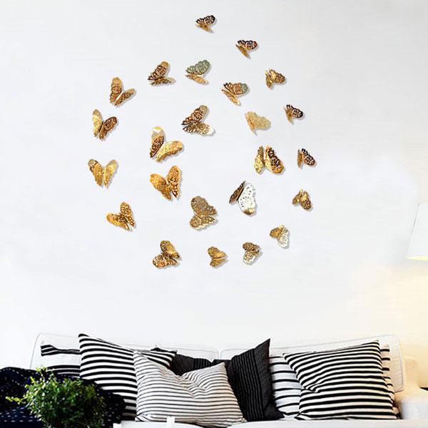 3D Metallic Butterfly Wall Stickers (Set of 12)