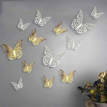 3D Metallic Butterfly Wall Stickers (Set of 12)