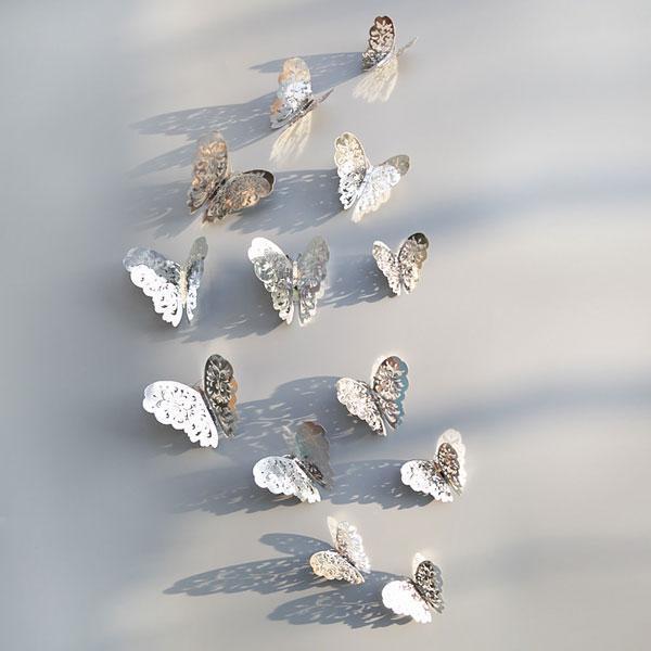 3D Metallic Butterfly Wall Stickers (Set of 12)