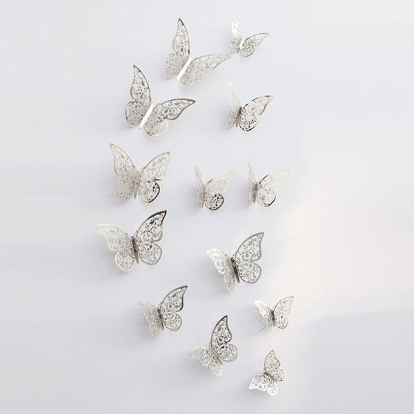 3D Metallic Butterfly Wall Stickers (Set of 12)