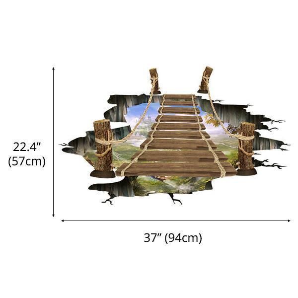 3D Optical Illusion Bridge Over Hole Floor Sticker