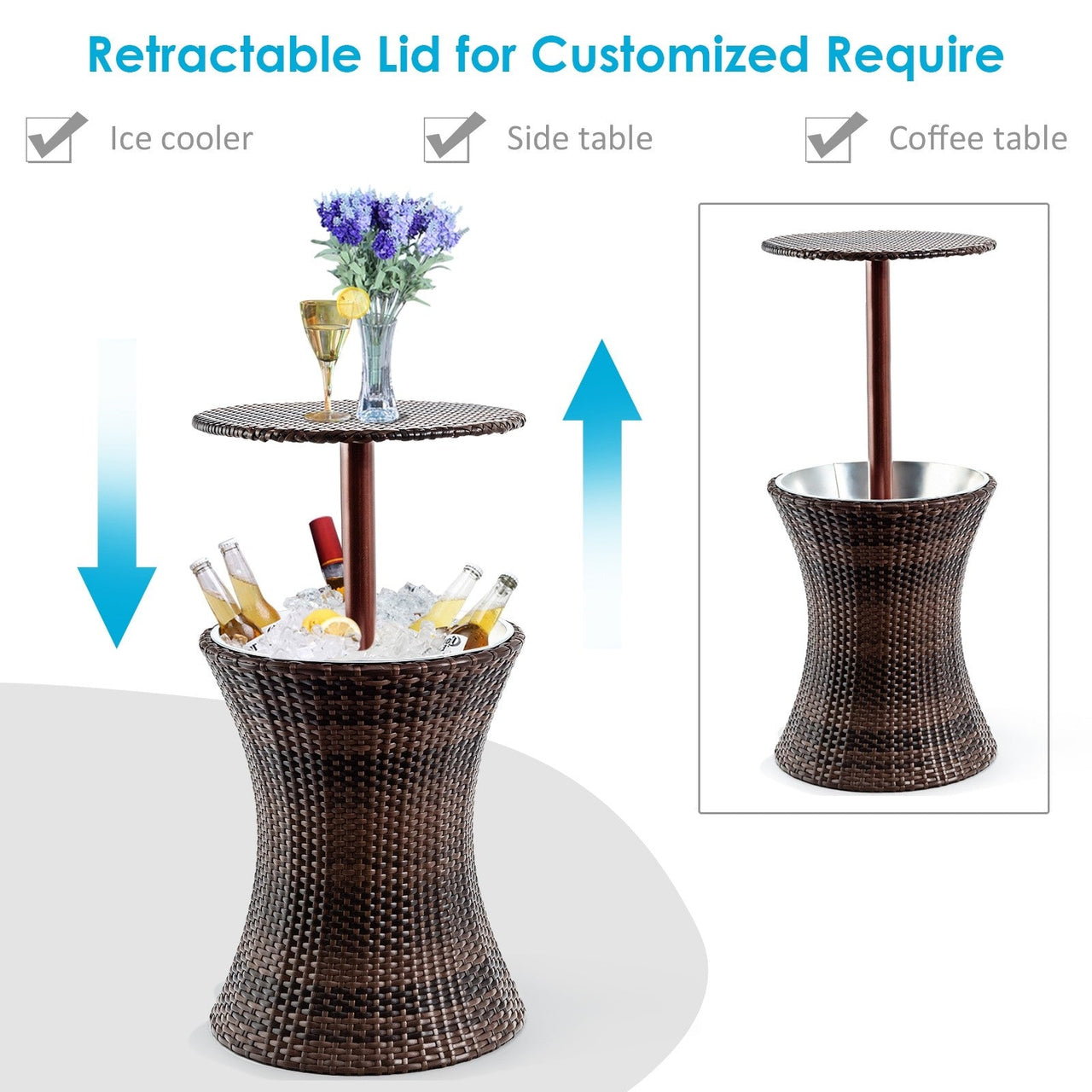 Adjustable Outdoor Patio Rattan Ice Cooler