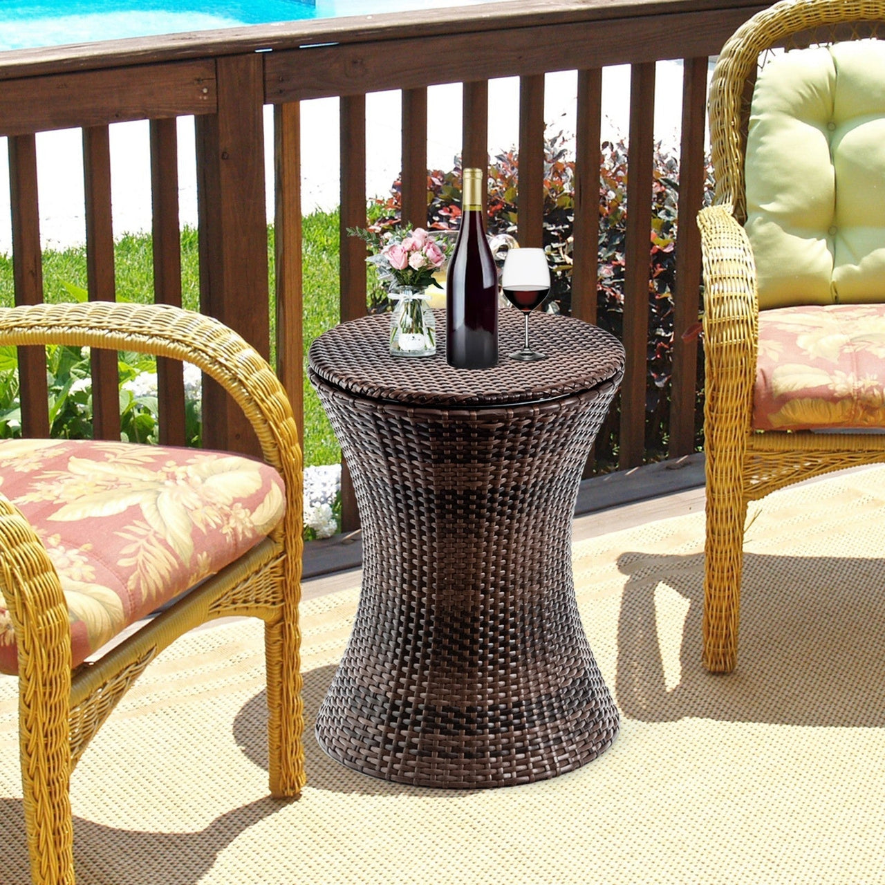 Adjustable Outdoor Patio Rattan Ice Cooler