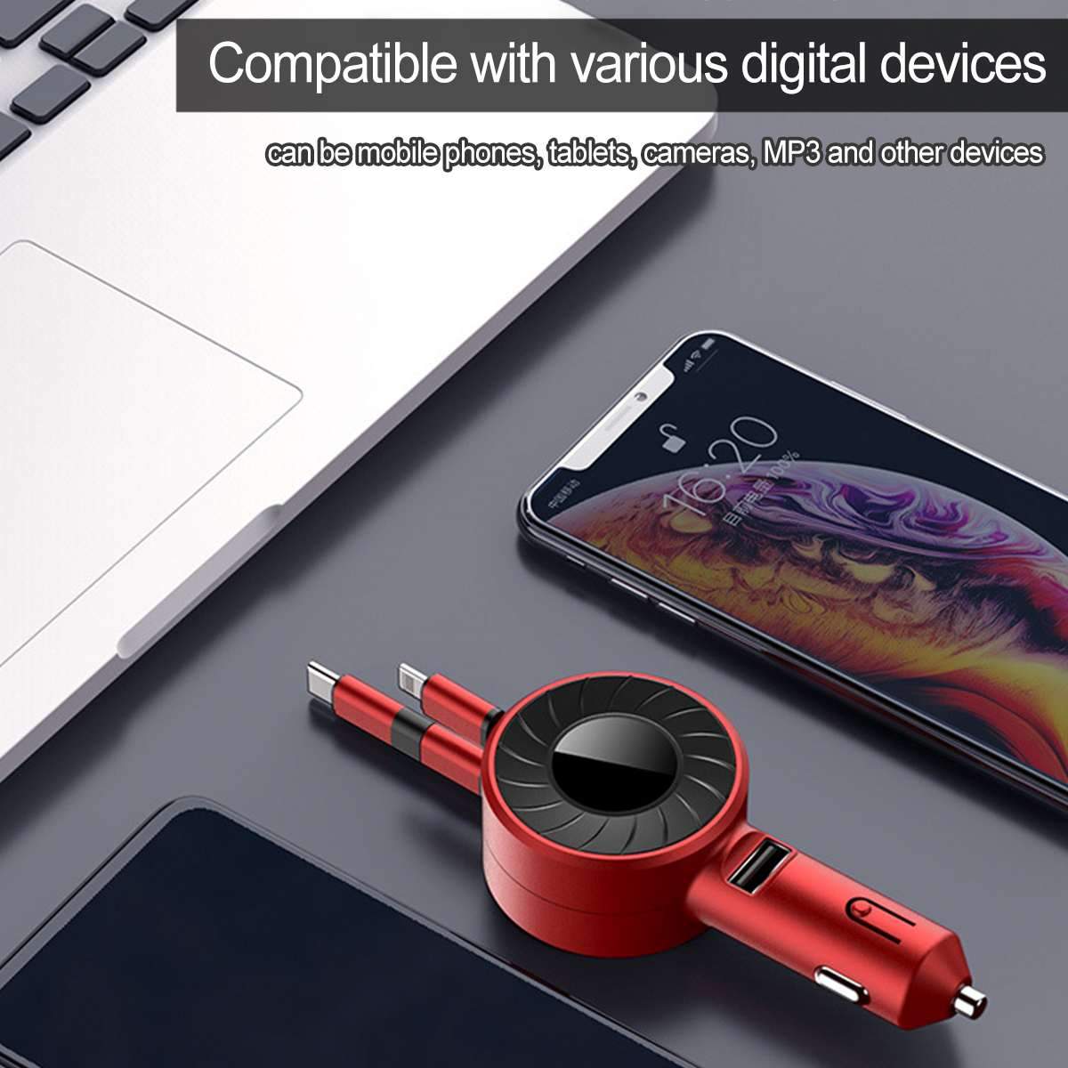 4 in 1 Retractable Car Charger