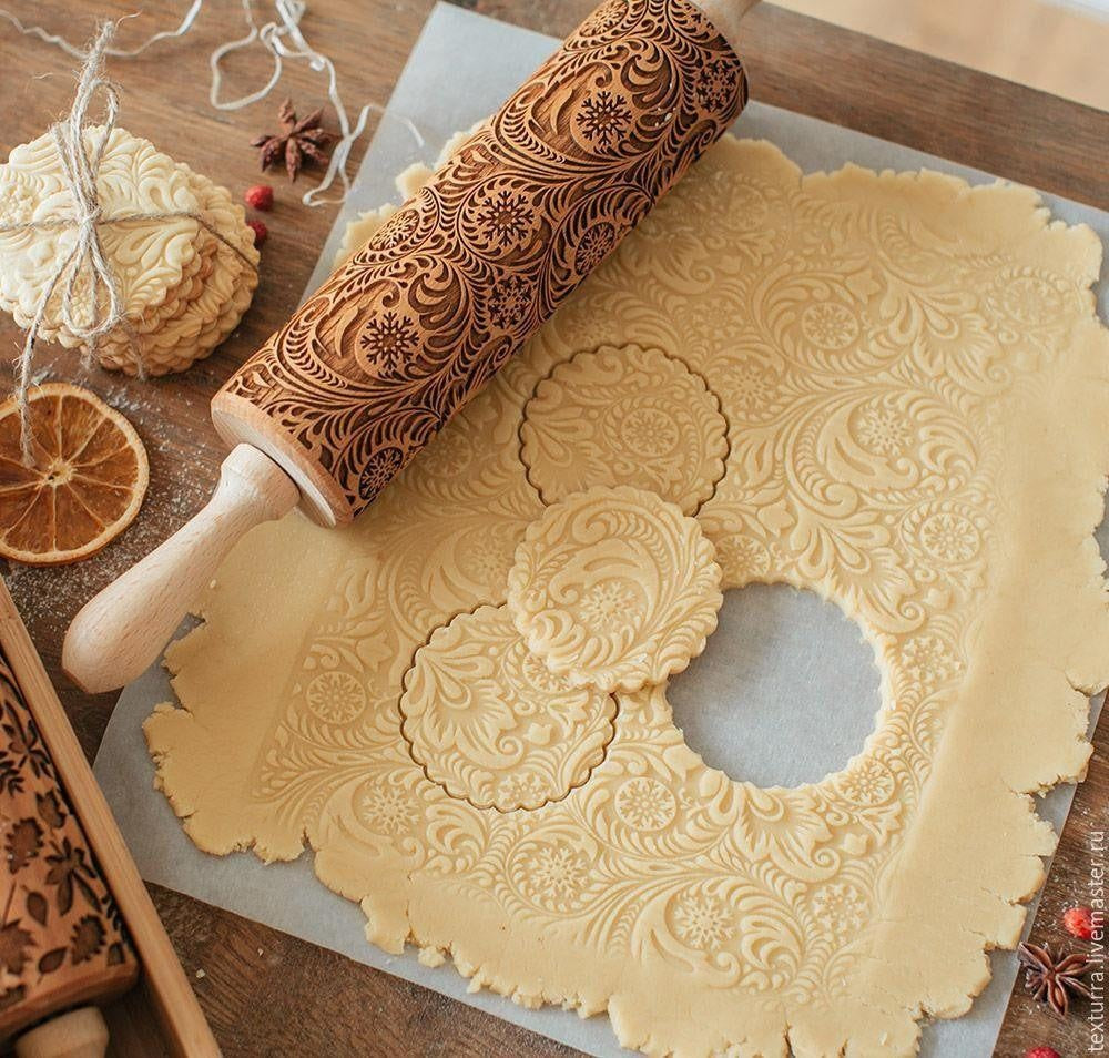 Christmas 3D Pattern Pastry Rolling Pin - PeekWise