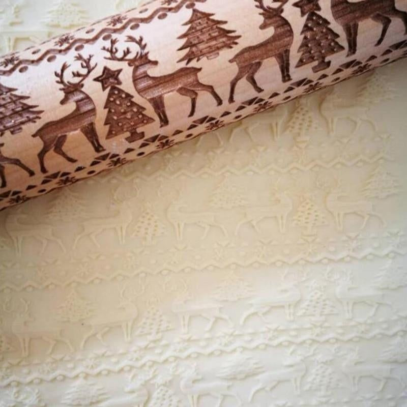 Christmas 3D Pattern Pastry Rolling Pin - PeekWise