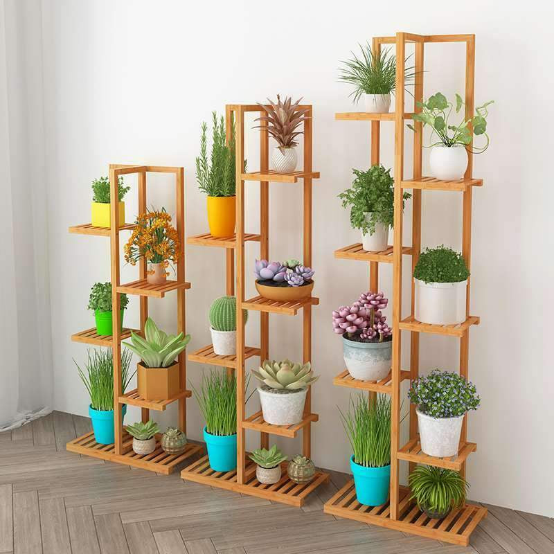 Bamboo Flower Rack Wood Plant Stand