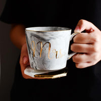 Thumbnail for Marble Porcelain Mr & Mrs Coffee Mugs