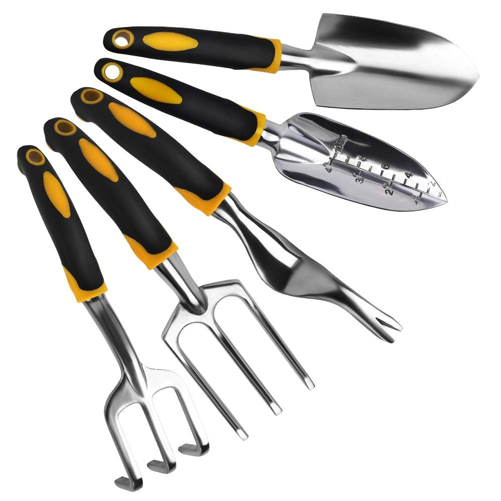 5-Piece High Quality Gardening Tool Set - Aluminum and Silicone Handle