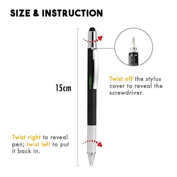 6-in-1 Multi-Function Tool Ballpoint Pen - PeekWise