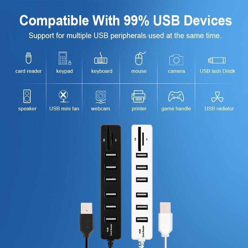 6-Port USB Hub with Card Reader