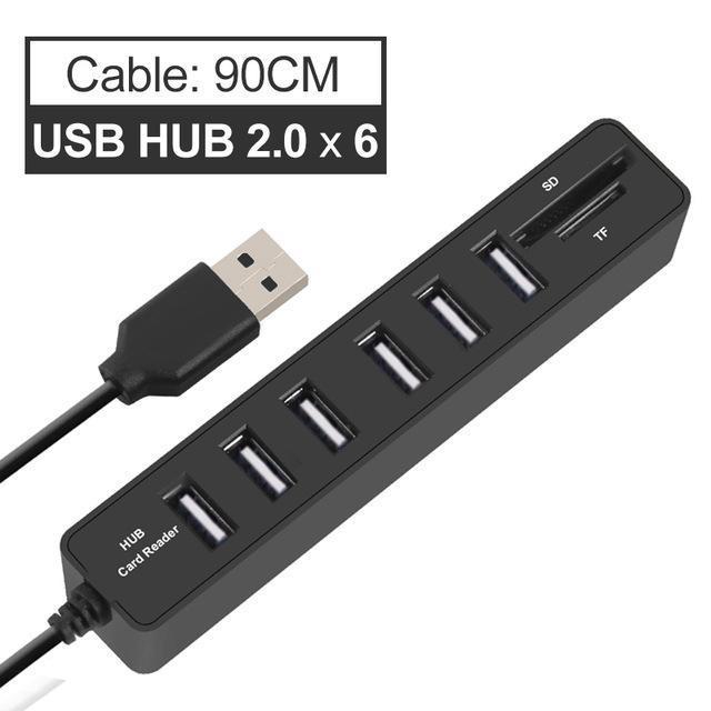 6-Port USB Hub with Card Reader